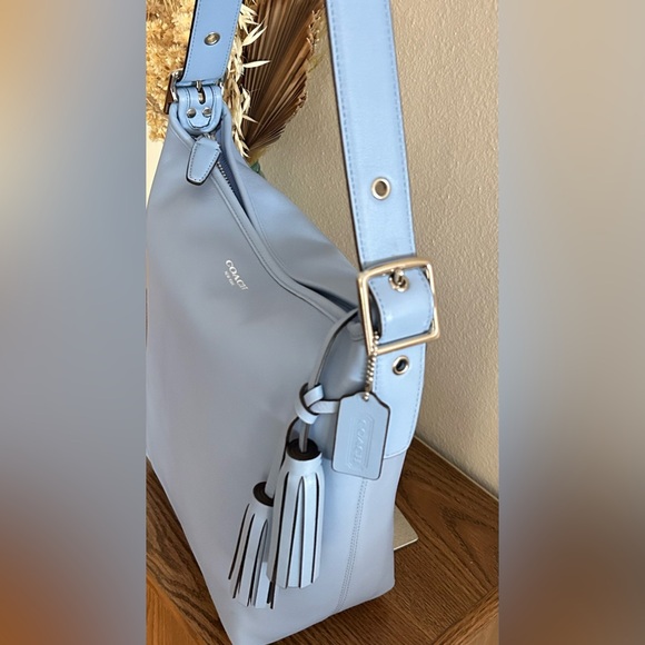 COACH Legacy Tassel Top Smooth Leather Duffel in Periwinkle - Picture 4 of 11